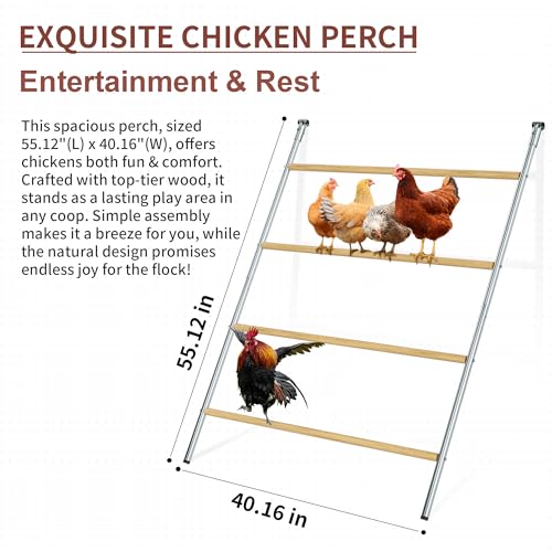BESBLEE Chicken Coop Roosting Perch Essentials：Perfect for Backyard Poultry, Easy Installation &,Farm Roost Toys for Chickens (55' L x 40' W) BESBLEE