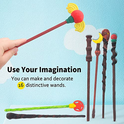 YoHold Magic Wizard Wand Making Kit DIY Craft Set with Wizard Glasses, Lightning Bolt Scar Temporary Tattoo for School Party Supplies,Magic Theme - WoodArtSupply