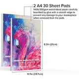 GenCrafts Watercolor Paper Pad 2 Pack - A4 8.3x11.7" - 60 Sheets Total (140lb/ 300gsm) - Cold Press Acid Free Art Sketchbook Pad for Painting & GenCrafts