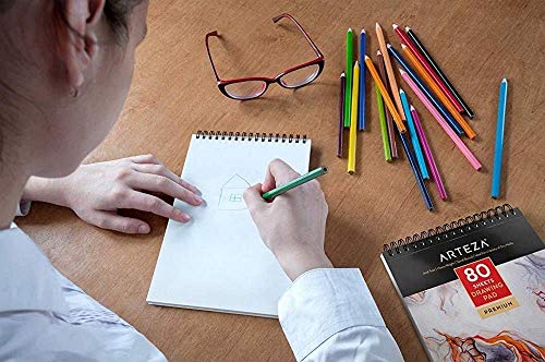 ARTEZA Drawing Pad 9 x 12 Inches, Pack of 2, 160 Sheets (80lb/130g), Spiral Bound Artist Drawing Books, 80 Sheets Each, Durable Acid Free Sketch ARTEZA