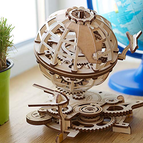 UGEARS Globe - Wooden Educational Puzzle Idea Self Assembling Mechanical 3D Model DIY Brain Teaser - WoodArtSupply