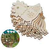 20 Set 3.1×3.1in Wooden Easter Christmas Ornaments with Hemp Ropes, Unfinished Wooden Hens Chicken Hanging Ornament DIY Crafts for Hand-Painted, Tissting