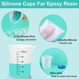 8 pcs Silicone Measuring Cups Kits, Silicone Measuring Cup, 100ml Non-Stick Mixing Cups,Precise Scale,Durable Easy Clean for Epoxy Resin, Stain Sjubaopen
