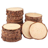 40 PCS 4.7-5.5 Inch Natural Wood Slices, Unfinished Pine Wood Circles with Barks for Coasters, DIY Crafts, Christmas Rustic Wedding Ornaments and GNIEMCKIN