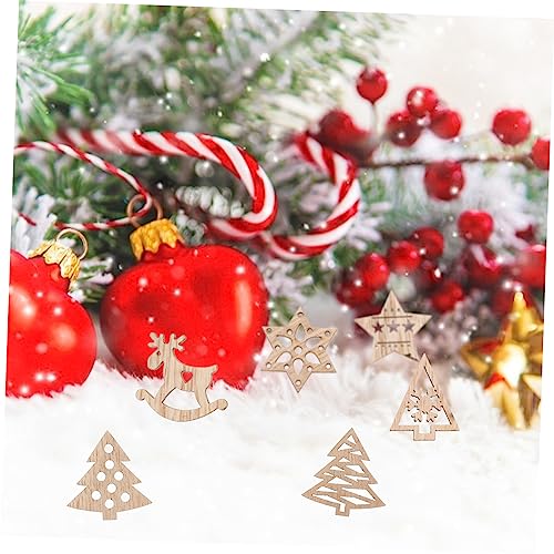 Anneome 54pcs Christmas Wood Chips Wooden Ornaments Christmas Decorations Kids Wooden Toys Kidcraft Playset Unfinished Xmas Cutouts Wooden Snowflake Anneome