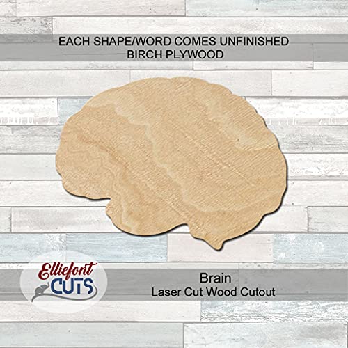 Brain Wood Cutouts for crafts, Laser Cut Wood Shapes 5mm thick Baltic Birch Wood, Multiple Sizes Available Elliefont Styles