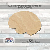 Brain Wood Cutouts for crafts, Laser Cut Wood Shapes 5mm thick Baltic Birch Wood, Multiple Sizes Available Elliefont Styles