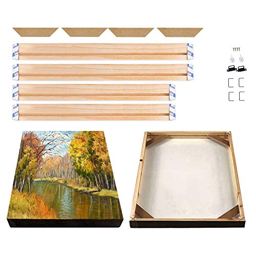 Canvas Stretcher Bars 12x16inch (30.5x40.6cm), DIY Wood Canvas Frame, Easy to Assemble Canvas Frame, Gallery Wrap Oil Frame Kits Canvas Wood - WoodArtSupply