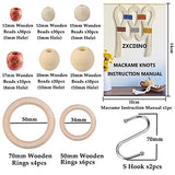 152pcs Macrame Kits for Beginners 3mm x 220yards Natural Cotton Macrame Cord with Wooden Beads,Wooden Rings,Wooden Sticks,Metal Rings Macrame ZXCDINO