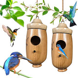 Hummingbird House 2022 New Wooden Bird House Pendant, Wren Swallow Sparrow Nesting Garden Decoration Hummingbird House Outside ... (1 Piece C) ... ASIBT