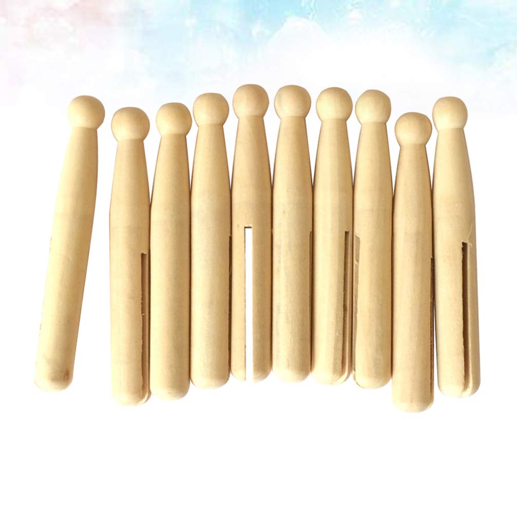 Healifty 10pcs Unfinished Wooden Peg Dolls Wooden Clothes pin Doll Peg Baby Doll Unfinished Clothespins Peg DIY Sticks Round Wooden clothespins Healifty