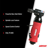 AIRCAT Pneumatic Tools 6280 .75 HP Angle Die Grinder with Spindle Lock 18,000 RPM AIRCAT