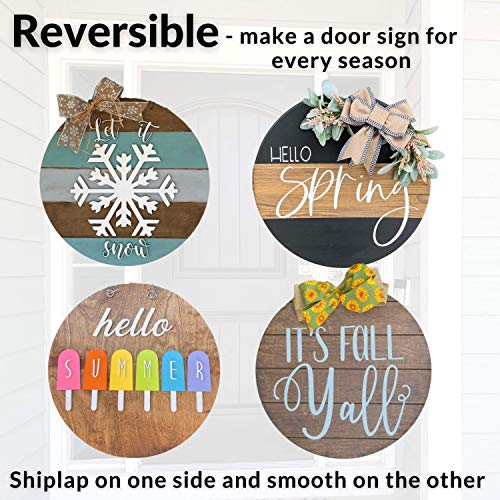 Unfinished Wood Rounds for Crafts - 2 Pack of 14 Inch Diameter Reversible Wood Circles with Real Wood Veneer That Will Not Warp, Wood Slices with CADE + KAI