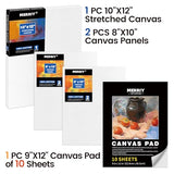 MERRIY 29-Piece Acrylic Paint Set, Painting Supplies Kit with Tabletop Sketch Box Easel, 12 Colors Acrylic Paints,10"x 12" Stretched Canvas,Premium MERRIY