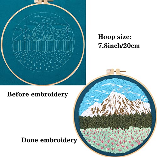 Tcbasrt 4Pack Embroidery Starters Kit with Pattern for Beginners Adults, Cross Stitch Kits Include 2 Embroidery Hoops,4 Embroidery Clothes with Tcbasrt