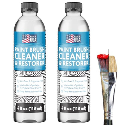 [2 Pack] Paint Brush Cleaner & Restoring Liquid - Water-Based Oil Paint Brush Cleaner Solvent - USA Made Brush Cleaner Acrylic Paint Remover -