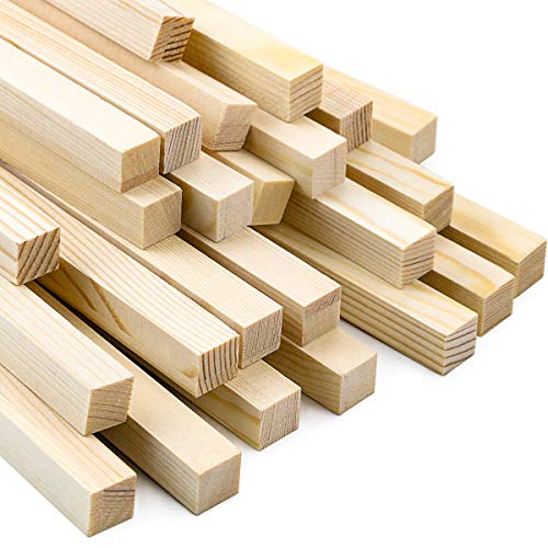BILLIOTEAM 25 Pack Unfinished Wooden Square Dowel Rod,Hardwood Square Dowel Sticks for DIY Crafts Projects,Home Decor(1/2" x 12")