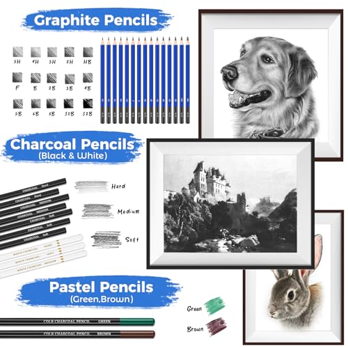  82 PCS Drawing Set Sketching Kit, Pro Art Supplies