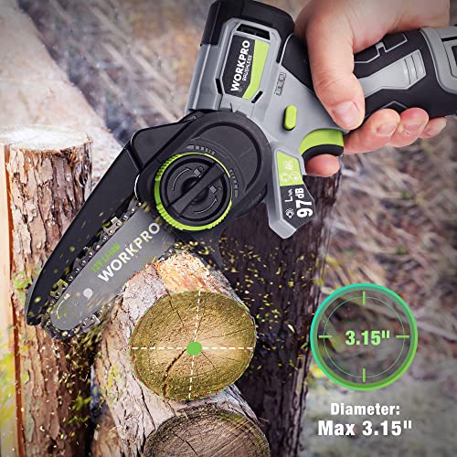 WORKPRO Cordless Detail Belt Sander, Mini Chain Saw, Electric Blower, 3-in-1 Power Tool Combo Kit, 12V, Powerful Brushless Motor, with 2 Batteries, WORKPRO