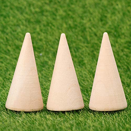 MILISTEN 10pcs Christmas Wood Ornament Wood Cone Large Cardboard Cones Unpainted Cone Shape Cone Craft Wedding Ring Holder unpainted Wood Craft Cone Milisten