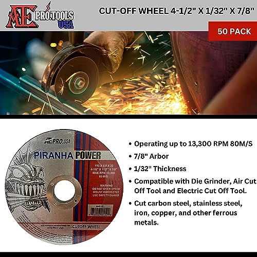ATE Pro. USA - Metal and Stainless Steel Thin Cut Off Wheels, 4-1/2"X1/32"X7/8", for Air Cut Off Tool, Die Grinder, Electric Cut Off Tool, High ATE Pro. USA