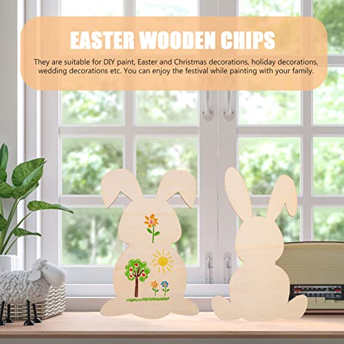 BESTOYARD Easter Bunny 8pcs Easter Wooden Bunny Cutouts Unfinished Wooden Bunny Cutout Easter Rabbit Cutouts for DIY Easter Crafts Easter Spring BESTOYARD