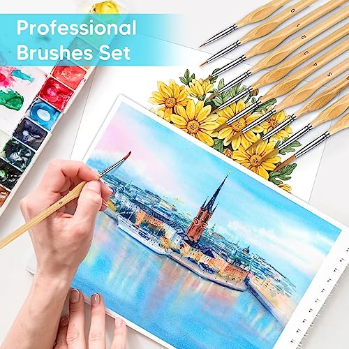 Miniature Paint Brushes, 10PC Fine Detail Paint Brush Set, Mini Small Painting Brushes for Art, Crafts, Acrylic, Watercolor, Oil, Model, Face, - WoodArtSupply