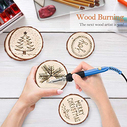 Y YIHANGBEST Unfinished Wood Slices Large Ceterpieces 5.1-5.5 inch,10 Pcs Natural Wood Circles with Bark for Woodlandia Basswood Disk DIY CraftRustic - WoodArtSupply