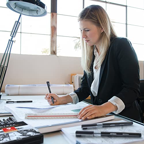 ARTEZA Micro-Line Ink Pens, Set of 9, Black Fineliners with Japanese Archival Ink, Art Supplies for Comic Artists and Illustrators ARTEZA