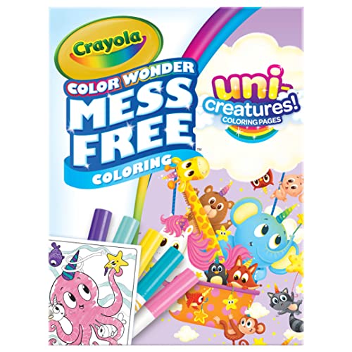 Crayola Color Wonder Unicreatures, Unicorn Mess Free Coloring Pages & Markers, Gift for Kids, Ages 3, 4, 5, 6, Crayola