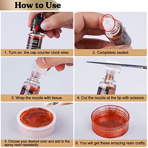LET'S RESIN Metallic Alcohol Ink Set-24 Colors Metal Color Alcohol Based Resin Ink, High Concentrated & Shimmer Mixatives, Alcohol Paint for Epoxy LET'S RESIN