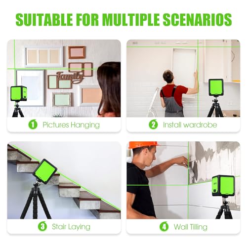 Laser Level with Stand, 50 ft Cross Line Laser, 4 Brightness Adjustment, IP54 Waterproof Self leveling and Manual Mode, Laser Level Tool with 360 Dreyoo