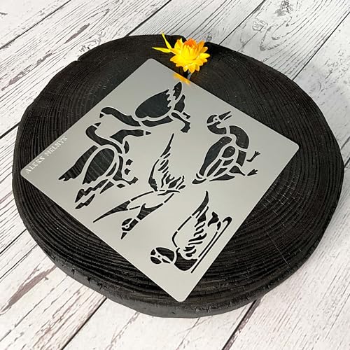 Aleks Melnyk No.477 Metal Stencil, Geese, Ducks, Poultry Farm, Birds, Animals, Canada Goose. Small Stencil, 1 PC, Template for Wood Burning, Aleks Melnyk