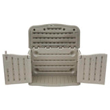 Rubbermaid Small Horizontal Resin Weather Resistant Outdoor Storage Shed, Olive and Sandstone, for Garden/Backyard/Home/Pool, 18 Ft³ Horizontal Shed Rubbermaid