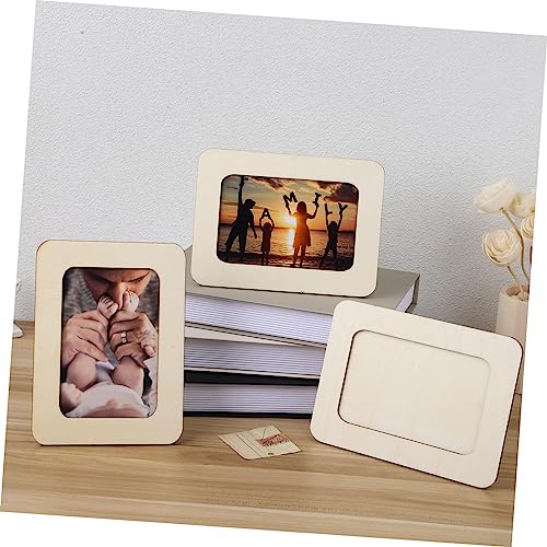 ABOOFAN 6Pcs 6 unfinished wood craft frames picture frames wood frame wooden child desktop decorate postcard photo bulk Wood parent-child Vertical ABOOFAN