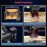 JICCODA Laser Engraver Machine 10W Output Power Laser Cutter,DIY Laser Engraver for Wood and Metal, Paper, Acrylic, Tiles Support LightBurn and JICCODA