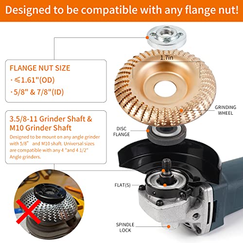 Pomsare Angle Grinder Wood Carving Disc Grinding Wheel, Attachments Wood Cutting Wheel Shaping Disc, Wood Shaper for Angle Grinder 4 1/2 inch with Pomsare