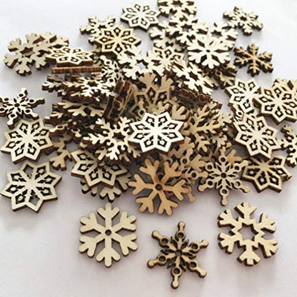 ABOOFAN 100pcs Pieces Unfinished Wood Snowflake Ornaments Holiday Slices Cutouts Christmas Tree Snowflake Ornaments Wooden Christmas Ornaments Wood - WoodArtSupply