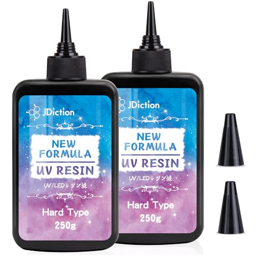 JDiction 500g UV Resin; New Formula Crystal Clear UV Resin Solar Cure Sunlight Activated Hard UV Resin Kit for Jewelry Making, Casting and Coating JDiction