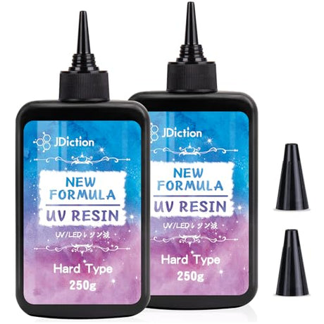 JDiction 500g UV Resin; New Formula Crystal Clear UV Resin Solar Cure Sunlight Activated Hard UV Resin Kit for Jewelry Making, Casting and Coating JDiction