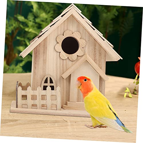 Yardwe 2pcs Creative Bird Nest Decoration Bird House Cage Parrot House Unfinished Wood Birdhouse DIY Wood Birdhouse Resting Place Birds Kids Craft Yardwe