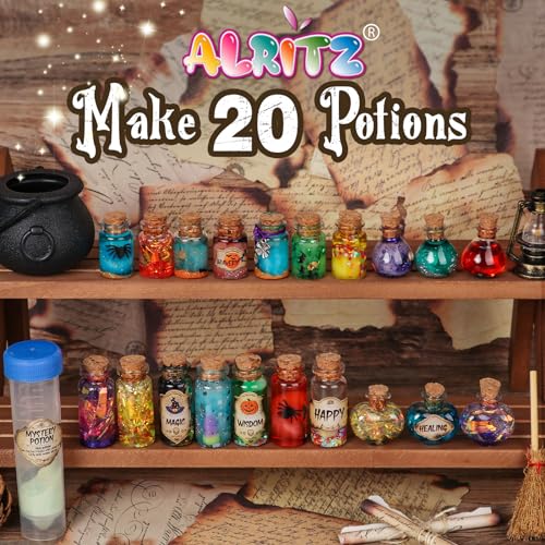 Alritz Mystery Potions Kit for Kids, 20 Magic Mix Witch Potion Bottles, Happy Christmas Decorations Pumpkin Table Craft Toys for Boys & Girls Age 6 7 Alritz