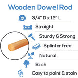 Dowel Rods Wood Sticks Wooden Dowel Rods – 3/4 x 12 Inch Unfinished Hardwood Sticks – for Crafts and DIYers – 5 Pieces by Woodpeckers Woodpeckers