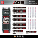 AGGRESSOR Jigsaw Blades Set 30 Piece,Assorted T-Shank Jig Saw Blades for Wood, Plastic and Metal Cutting,Multi-Purpose HCS/HSS Saw Blades AGGRESSOR