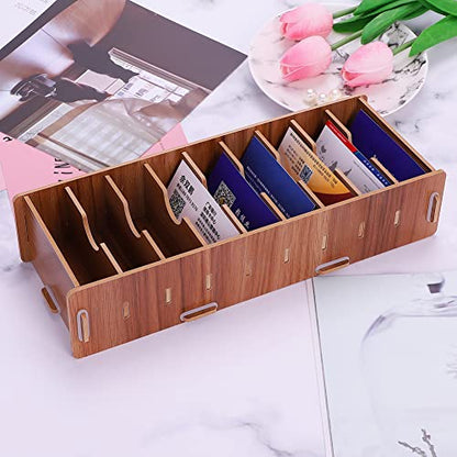 DIY Wood Business Cards Organizer with Dividers Index Card Filing Desktop Organizer with 9 Compartments Desktop Organizer Storage Box Desktop Cards - WoodArtSupply