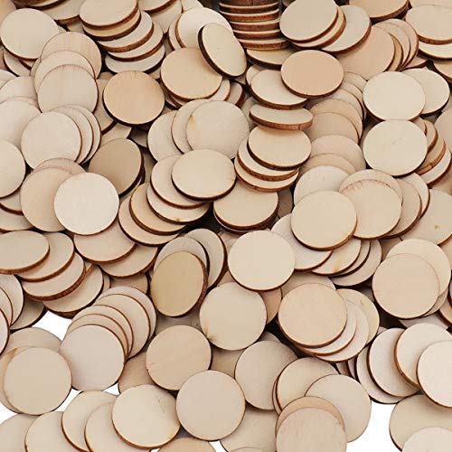 Foraineam 400 Pieces 1 Inch Unfinished Wood Craft Circle Cutouts Round Natural Wooden Disc Circles Slices for DIY Crafts and Decoration - WoodArtSupply