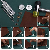 Yizzvb 320 Pcs Leather Rivets Kit, 60 Pcs Leather Snap Fasteners, 2 Size Leather Rivets Double Cap Rivet Kit, Double-Sided Nylon Hammer, 5 Pcs Yizzvb