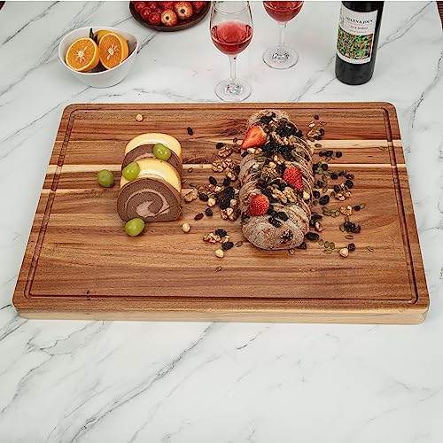 GaoMon 24 x 18 In Acacia Cutting Boardfor Kitchen, XXL Extra Large Charcuterie Cheese Platter Serving Tray, Food Prep and Serving Boards, Chopping GaoMon