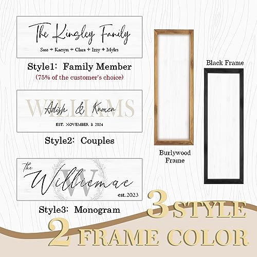 Last Name Signs for Home | Personalized Framed Wooden Family Name Sign for Home Decor Wall | Custom Wood Signs | Monogram Name Wall Decor | YATIE