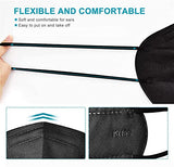 LEMENT 50pcs KN95 Face Mask Black 5 Layer Cup Dust Safety Masks Filter Efficiency≥95% Breathable Elastic Ear Loops Black Masks LEMENT